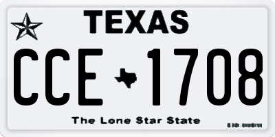 TX license plate CCE1708