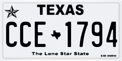 TX license plate CCE1794