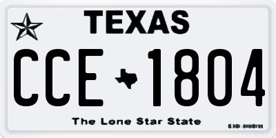 TX license plate CCE1804