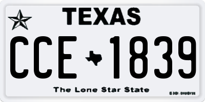 TX license plate CCE1839
