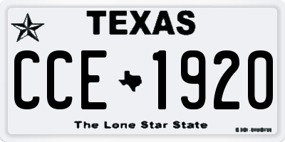 TX license plate CCE1920