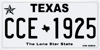 TX license plate CCE1925