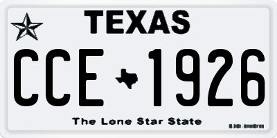 TX license plate CCE1926
