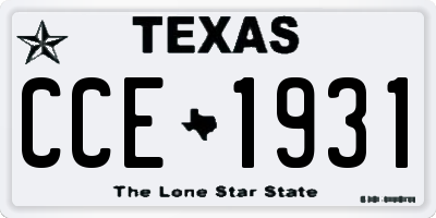 TX license plate CCE1931