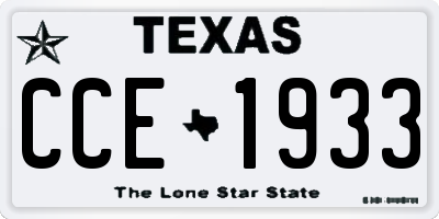 TX license plate CCE1933