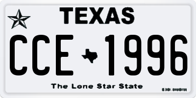TX license plate CCE1996