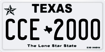TX license plate CCE2000