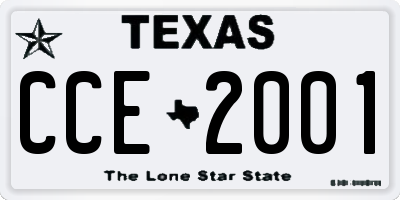 TX license plate CCE2001