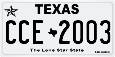 TX license plate CCE2003