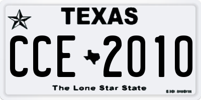 TX license plate CCE2010
