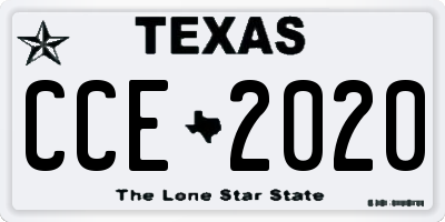 TX license plate CCE2020