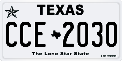 TX license plate CCE2030