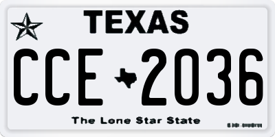 TX license plate CCE2036