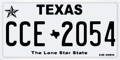 TX license plate CCE2054