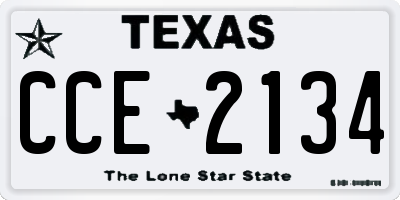 TX license plate CCE2134