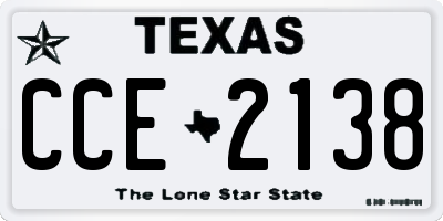 TX license plate CCE2138