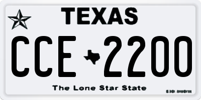 TX license plate CCE2200