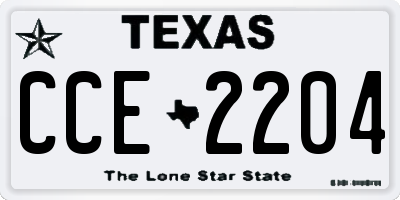 TX license plate CCE2204