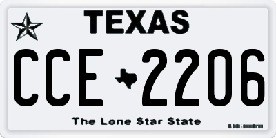TX license plate CCE2206
