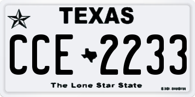 TX license plate CCE2233