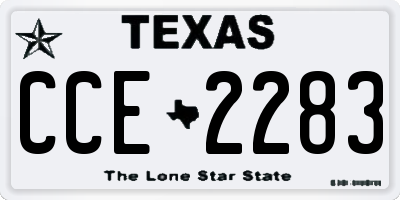 TX license plate CCE2283