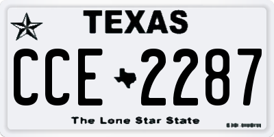 TX license plate CCE2287