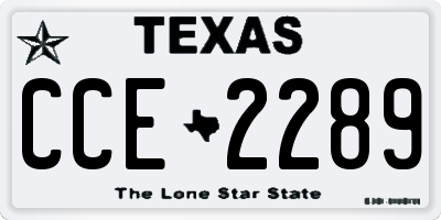 TX license plate CCE2289