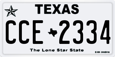 TX license plate CCE2334