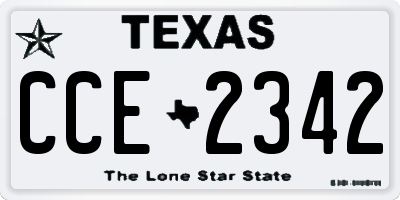 TX license plate CCE2342