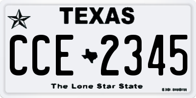 TX license plate CCE2345