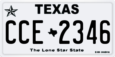 TX license plate CCE2346