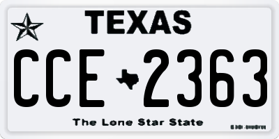 TX license plate CCE2363