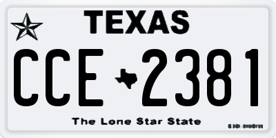 TX license plate CCE2381