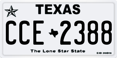 TX license plate CCE2388