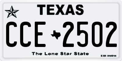 TX license plate CCE2502