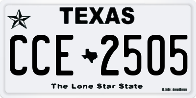 TX license plate CCE2505