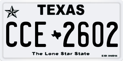 TX license plate CCE2602