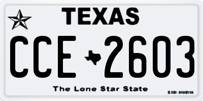 TX license plate CCE2603