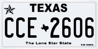 TX license plate CCE2606