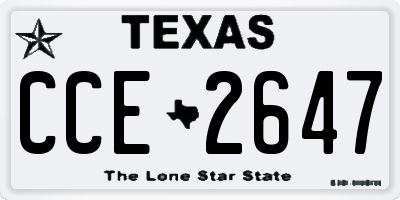 TX license plate CCE2647