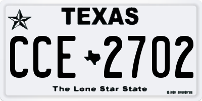TX license plate CCE2702