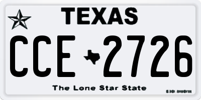 TX license plate CCE2726