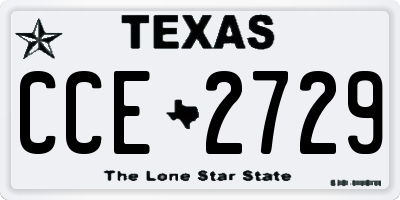 TX license plate CCE2729