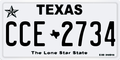 TX license plate CCE2734