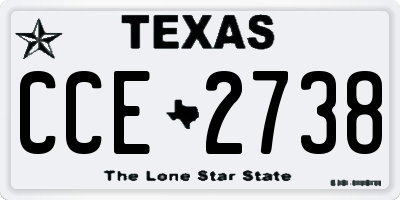TX license plate CCE2738