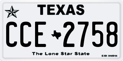 TX license plate CCE2758
