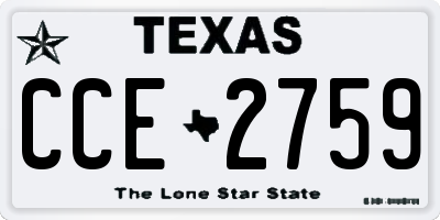 TX license plate CCE2759