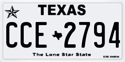 TX license plate CCE2794