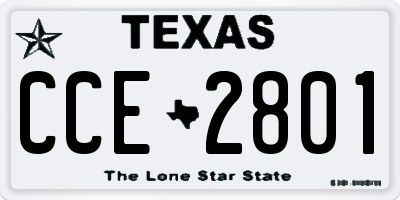 TX license plate CCE2801