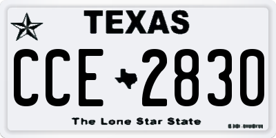 TX license plate CCE2830